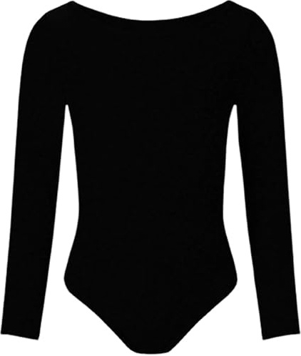 ANZEE Girl Leotard Children Ballet Dance Bodysuit Gymnastics Long Sleeved Dancewear Fancy Dress UK (Black 3-4)