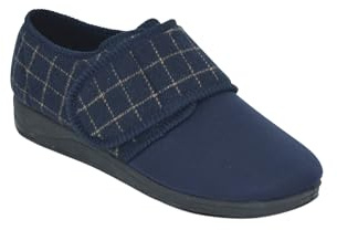 Chums Men's Extra Wide Fit Touch Fasten Slippers Adjustable Strap Slip Resistant Rubber Sole for Indoors & Outdoors
