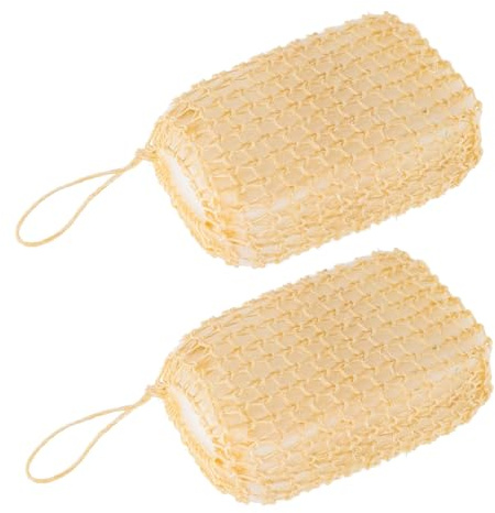 Healvian Esponjas Exfoliantes de Esparto Natural para Baño, Almohadillas de Sisal para Limpiar la Epidermis y Promover la Circulación, 2 Unidades para Uso en Casa