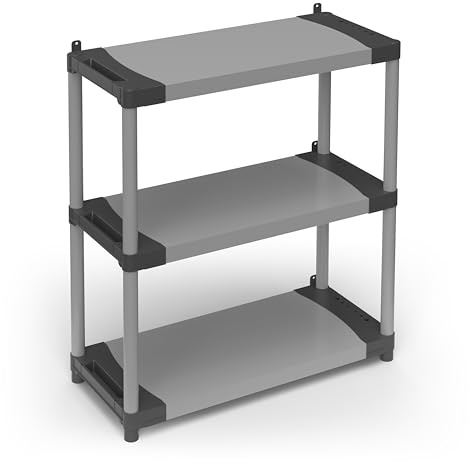 Adventa: Regal aus Kunstharz aus PVC und PP, 3 Regalböden, einfache Montage, modulares System, robust, geeignet für Innen- und Außenbereiche, 80 x 40 x 85 cm