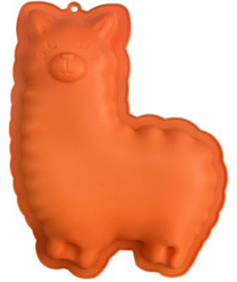 Moule à Gâteau, à Pâtisserie, en Silicone Orange, en Forme de LAMA, Spécial Anniversaire, Fêtes, Moule pour Enfants, Dimensions 24,5x23x5 cm, Ustensile à Pâtisserie Antiadhésif, Happy Cake
