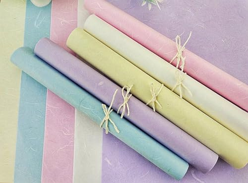 HukDok Maulbeerpapier, Naturfaserbögen, Unryu Kozo Seidenpapier, Washi-Handwerk, Kunst, Origami, Lieferanten, DIY, Kartenherstellung, Scrapbooking, dekoratives Bastelpapier (Pastellfarben)