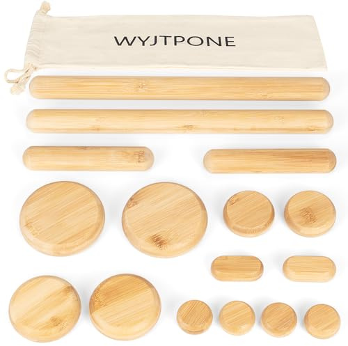 WYJTPONE Bamboo Massage Stone Sets for Body Shaping,Bamboo Massage Sticks Sets for Back,Guasha Massage Sticks for Relax Muscles