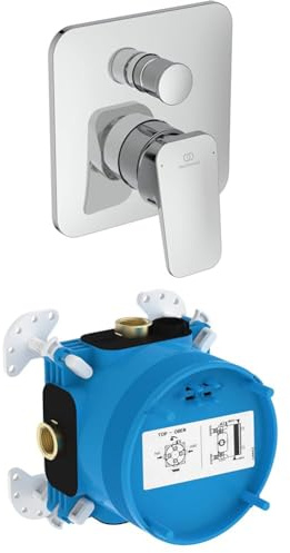 Set aus Ideal Standard BD262AA Ceraplan Wannenarmatur Unterputz Badarmatur für 2 Funktionen, Eigensicher gemäß DIN EN 1717, Chrom + Ideal Standard A1000NU EASY-Box Unterputz-Bausatz