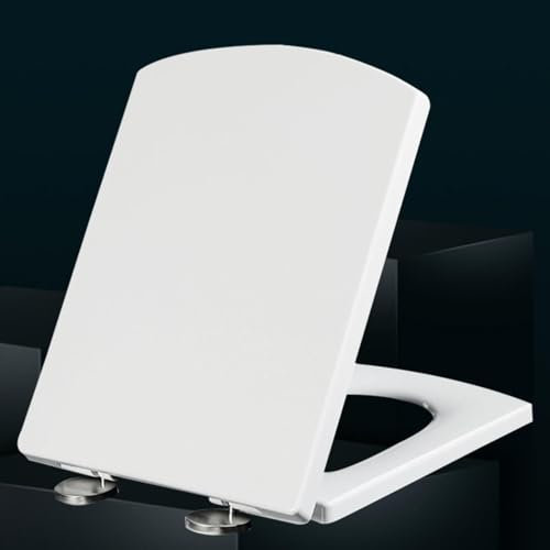 Klodeckel Absenkautomatik Weiß Duroplast Wc Sitz Toilettensitz mit Befestigung Quick Release Softclose Wc Deckel Stabile QualitäT Einfache Montage,white-37 * 47cm