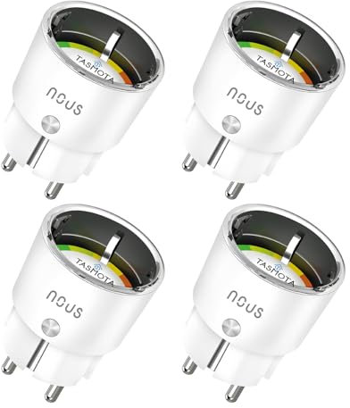 Tasmota Socket NOUS A1T, Smallest WiFi ESP8266 Smart Plug, 10A Mini WiFi Sockets with Power Consumption, Electricity Meter, Timer, Compatible with Alexa, Google Home Assistant, Domoticz, MQTT, 2.4G