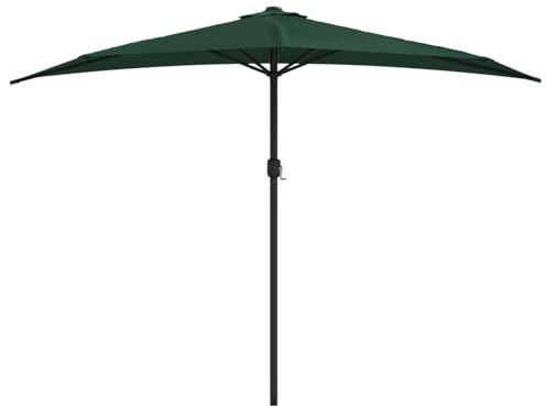 Homgoday Parasol de balcon avec mât en aluminium Vert 270 x 144 cm Demi-type 2