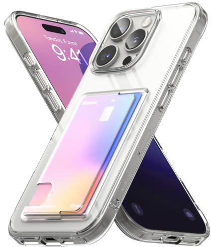 Ringke Fusion Card für iPhone 16 Pro Hülle, [Eingebauter Kartenhalter] Minimale Vergilbung Transparente Kratzfeste Handyhülle mit Dünn Integriertem Kartenfach