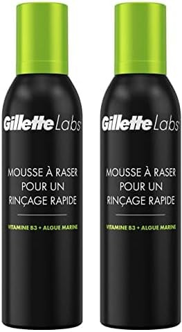 GilletteLabs Mousse À Raser Pour un Rinçage Rapide, Par Gillette, Pour Homme, 240ml (Lot de 2)