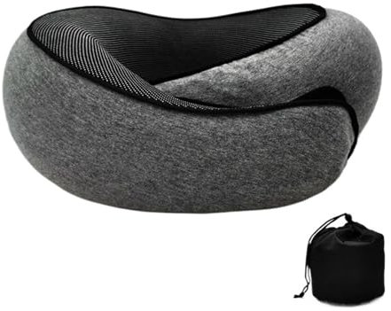 HEUchuan NackenhöRnchen Erwachsene Nackenkissen aus Memory-Schaum, Halswirbel, Reise, tragbar, Mittagspause, Flugzeug, U-Typ-Kissen, Schlaf, Camping-Kissen, Tragetasche(Dark Gray Magic Tape)