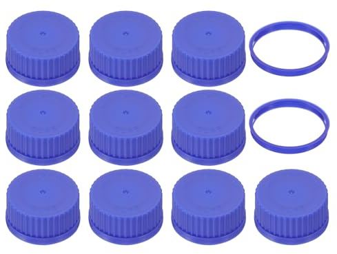 PATIKIL 10 Pcs GL45 Screw Caps, 45mm Polypropylene Cover Seal Screw Cap Thread Media Bottles for GL45 Media Bottles Glass, Blue