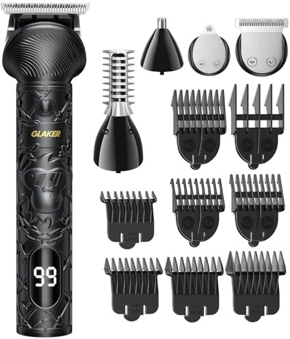 GLAKER 6-IN-1 Bartschneider Haarschneidemaschine Herren Profi Haarschneider Barttrimmer Nasenhaartrimmer Körperrasierer Präzisionstrimmer USB-C wiederaufladbar mit 150 Min. Laufzeit
