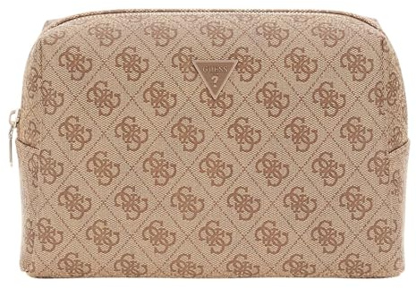 GUESS Orlina Double Zip Cosmetic Bag Latte Logo