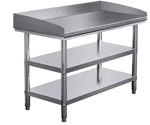 GXXINGIN Banco da Lavoro Doppio in Acciaio Inox da Cucina con Lunetta e Piano di Lavoro per Pasta, Tavolo da Taglio con Tre Lati, Design Curvo e Tavolo di Preparazione anticaduta (80x60x80 cm)