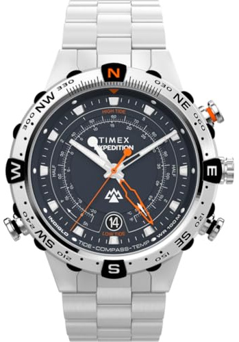 Timex Analog armbandsur för män, Expedition North Tide/Temp/Compass, silver