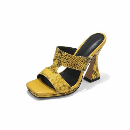 Sandali con Plateau con Tacco Alto Sexy da Donna Punta Aperta Quadrata Slingback Décolleté da Vestito Scivolare su Sandali Estivi All'aperto,Arancia,43 EU