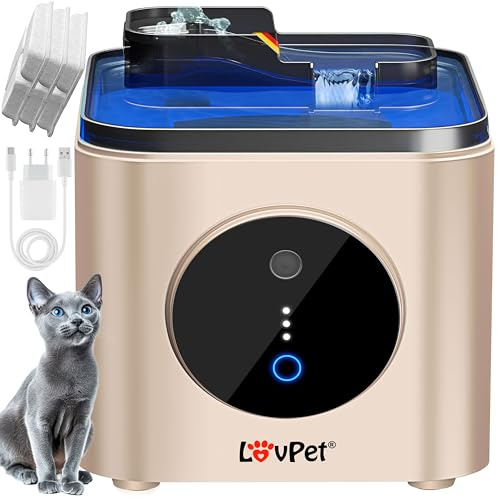 LOVPET® Katzenbrunnen Trinkbrunnen für Katzen 3,5L Wassertank & 3x Filter Automatischer Wasserspender Katzentrinkbrunnen mit Bewegungssensor Wasserbrunnen Doppel-Filtersystem Aktivkohle & Filtersteine