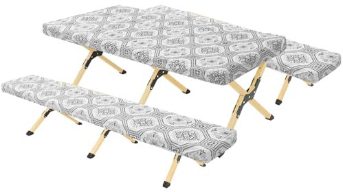 Bierzeltgarnitur Auflage, Outdoor Tischdecken 3er Set, Elastische Rechteckige Gartentischdecke, 2 Bierbankauflagen 183 cm, Größe und Farben wählbar, für Gängigen Festzeltgarnituren Outdoor(B)