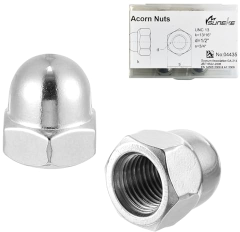 Suneke 5/8-11 UNC Acorn Nuts, 304 Stainless Steel Hex Cap Dome Head Nuts, Silver Bright Finish,5PCS for Indoor & Outdoor Hardware Use