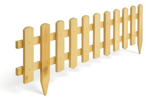 Wooden freestanding Picket Fence Panels, Pressure Treated Pale Picket Fence Panel, Natural Wood Color Decorative Logs for Patio Guest Houses (4)