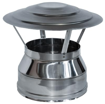 Comignolo Cappello Cinese Coibentato Doppia Parete in Lana di Roccia - in Acciaio Inox AISI 304 BA SP. 5/10 – per Camini (Ø160-200 mm)