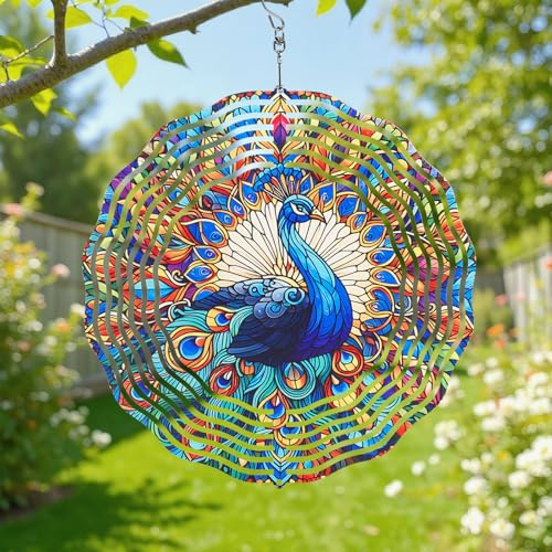 jianyana Wind Spinner 3D Hanging Garden Decoration for Indoor Outdoor Rainbow Wind Spinners（10 Inch）