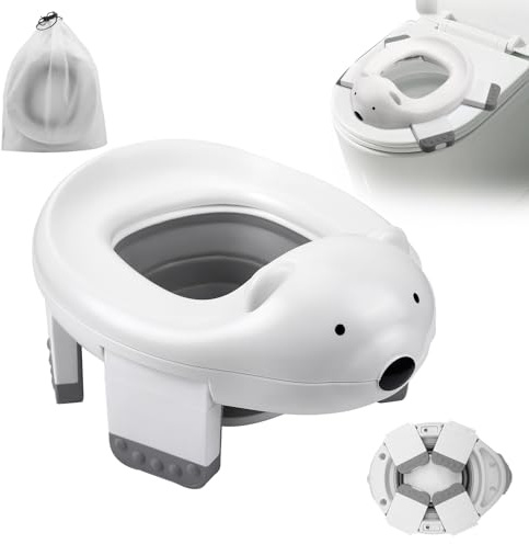 Toilettensitz Kinder Töpfchen Töpfchentrainer WC Sitz,3-in-1 Reisetöpfchen Faltbar, Anti-Rutsch Füßen,Tragbare Toilettensitz Baby für Kinder ab 12 Monaten