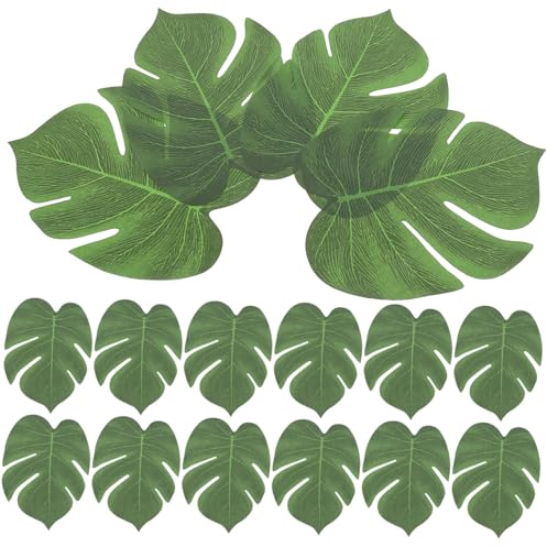 CONGARTENO 60 pezzi Foglie Artificiali Monstera Medie per Decorazioni Tropicali Adornamento Simulato Verde per Tavola e Festa Luau Hawaiana