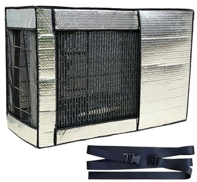 Funda Aire Acondicionado Exterior, con Red de Ventilación, Película de Aluminio, Aislamiento Térmico, Protección Solar, Impermeable(100x43x80cm/39.3x16.9x31.5in)