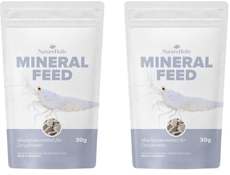 NatureHolic Garnelenfutter Mineralfeed - Spar Bundle I Mineralfutter für Garnelen, Krebse und Krabben I Made in Germany I Für Aquarienschnecken geeignet | 2er Set