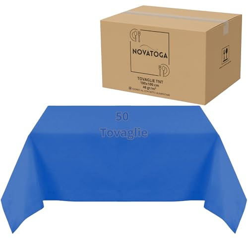 Tovaglie coprimacchia monouso Blu TNT 100x100 cm resistenti tipo stoffa alta grammatura 48gr tovagliati festa ristorante pizzeria agriturismo trattoria copritavolo usa e getta impermeabili (50)