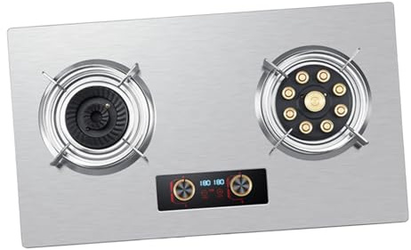 Cuisinière À Gaz, 7,0 KW, Minuterie, Double Brûleur En Acier Inoxydable, Flamme Haute, For Restaurants Familiaux Et Stands De Restauration(LPG)