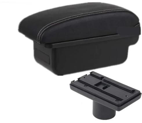 Para Seat Para Ibiza 6j Para 6L Caja De Reposabrazos Almacenamiento Contenido Tienda Central Con Portavasos Cenicero Consola central doble capa Caja(A1 style white line)