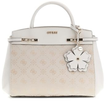 GUESS borsetta borsa a tracolla Melinda Logo Tri Compartment Satchel Cream White Logo avorio
