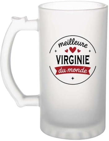 Verre à bière de la Meilleure Virginie du monde 1- Chope - Idée Verre à bière Personnalisable Cadeau Anniversaire Fête Original Famille Travail Départ Collègue Retraite Noël.