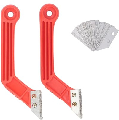Glomora Juego de 2 herramientas para quitar lechada, removedor de lechada para azulejos, sierra ergonómica para lechada en ángulo con 10 cuchillas para limpieza de azulejos