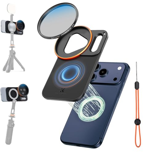 K&F CONCEPT Adaptateur de Filtre à Lentille Magnétique Double Face avec Filtre CPL 58mm, Compatible avec iPhone 17 Pro Max et Filtres à Filetage 58mm, Filtre Polarisant pour Lentille Téléphone iPhone