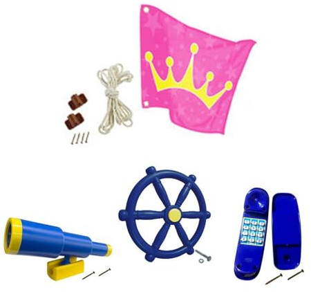 Zambuph Ruota per Parco Giochi Accessori per Parco Giochi Nave Pirata Telescopio Volante Altalena Set Giocattolo Attrezzatura per Divertimento all'aperto Giocattolo Volante Altalena Attrezzatura