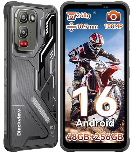 Blackview Fort 5 Outdoor Handy Ohne Vertrag Android 16, 248g/10.7mm Ultra-Thin Baustellenhandy, 6.78'' 120Hz, 108MP+50MP+13MP Nachtsicht, 36GB+256GB/2TB Outdoor Smartphone, MTKG100, IP69K/ NFC/700Nits