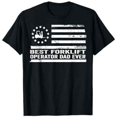 Operatore di carrelli elevatori Bandiera Americana Americana patriottica retrò Maglietta