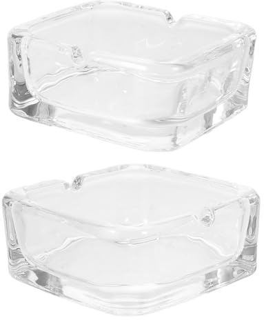GLEAVI Cenicero Cuadrado de Vidrio 2 Piezas para Oficina y Momentos de Relajación, Fácil de Limpiar Diseño Nórdico Elegante y Estilo Vintage para Decoración Exterior