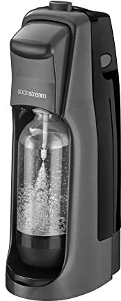 SodaStream Jet Sparkling Water Maker, Carbonated Water Machine Starter Kit with 1 Litre Reusable BPA Free Carbonating Water Bottle & 60 L CO2 Gas Cylinder – Black