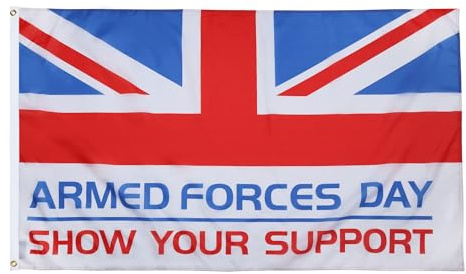 AZ FLAG Bandera Día de las Fuerzas Armadas de Reino Unido 150x90 cm | Uso interior y exterior Enseña de la british army British Armed Forces Day costuras dobles y bordes reforzados poliéster 100D