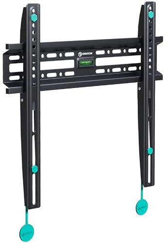 ONKRON Support TV Mural Fixe pour Téléviseurs 32-65 Pouces, Support Télé Universel Poids 50 kg, Fixation Murale TV VESA 75x75 - VESA 400x400 mm, Support Mural TV pour Ecran Plat, Noir FM2