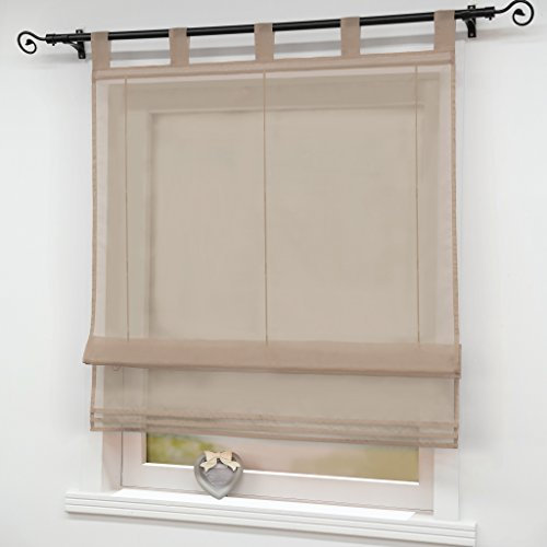 Joyswahl Raffrollo Voile Raffgardinen mit Schlaufen Sophia Schlaufenrollo BxH 80x140cm Braun 1er Pack