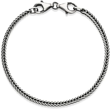 Beads Armband Silber 925 Damen antik - Armkette mit Doppelkarabiner SA-17 | Silberarmband 2,5mm breit aus geschwärztem 925 Sterling Silber Made in Germany in 17-22cm von MATERIA by Matthias Wagner