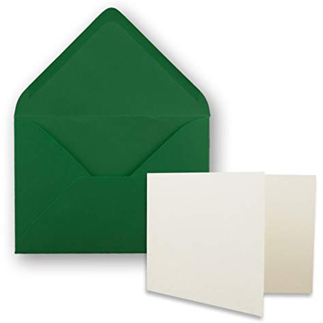 FarbenFroh by GUSTAV NEUSER 25x Stück Karte mit Umschlag Set Faltkarten DIN A7 quer 10,5 x 7,4 cm Naturweiß mit Brief-Umschlägen C7 Dunkelgrün Nassklebung