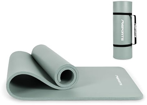 MSPORTS Gymnastikmatte Premium inkl. Tragegurt + Übungsposter + Workout App I Hautfreundliche Fitnessmatte 190 x 80 x 1,5 cm - Steingrau - Phthalatfreie Yogamatte