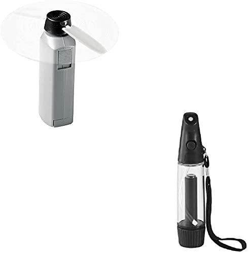 AIRWULF Hurricane Lot de 1 ventilateur portatif d'été avec piles et 1 refroidisseur de pulvérisation Easy Breezy Mister (rouge)