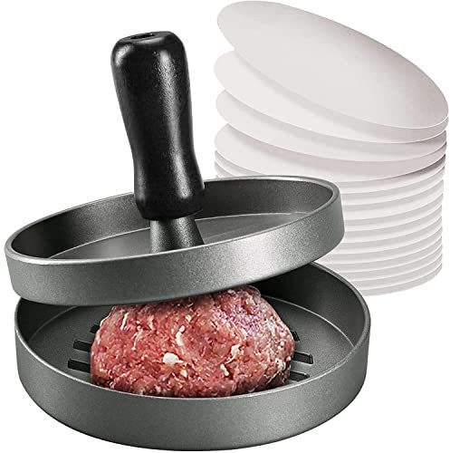 Burger Press e 100 carta oleata antiaderente per carne Patty Hamburger Maker per preparare hamburger tascabili ripieni da un quarto di libbra o grandi 1/3 di libbra